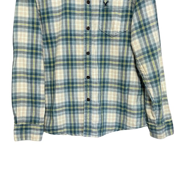 American Eagle Outfitters Button Flannel Shirt Mens L Blue Plaid Soft Cotton - Picture 3 of 13